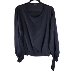 Talent Womens Sz 3XL Black Solid Long Sleeve Cold Shoulder Blouse